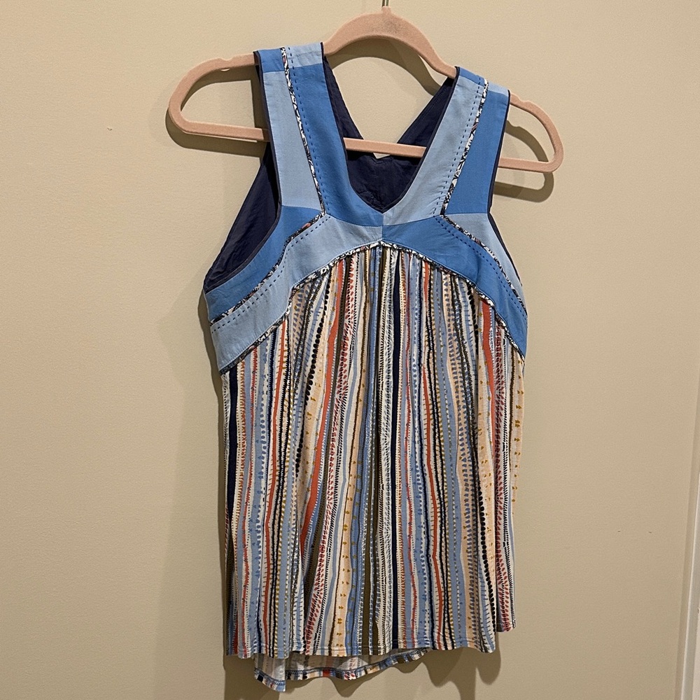 One September from Anthropologie Striped Multicolor Sleeveless Top